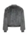 Faux-Pelzjacke mit Lederdetails cropped