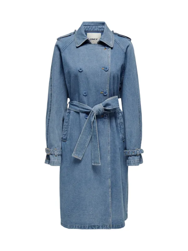 Leichter Jeans Trenchcoat mit Gürtel Leichter Jeans Trenchcoat mit Gürtel