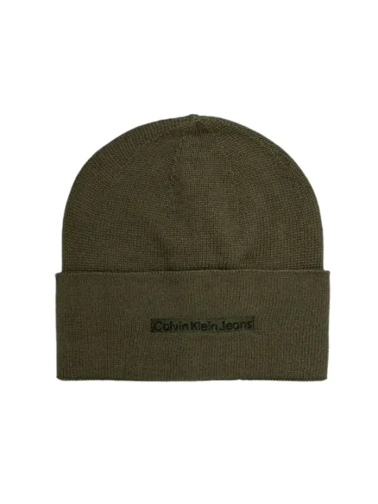 Grüne Calvin Klein Strickmütze mit Logo