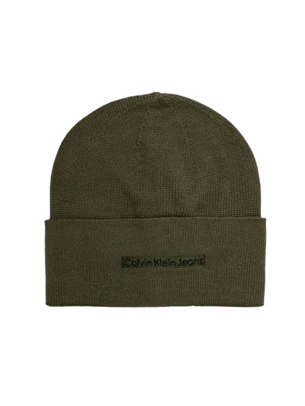 Grüne Calvin Klein Strickmütze mit Logo