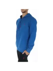 Blauer Kapuzenpullover mit rotem Logo