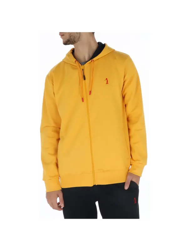 Gelbe Kapuzenjacke mit rotem Logo Gelbe Kapuzenjacke mit rotem Logo