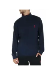 Marineblauer und roter Golfpullover