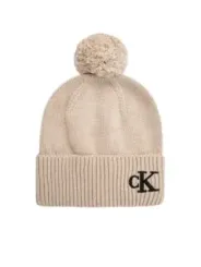 Cremefarbene Calvin Klein Wintermütze mit Bommel