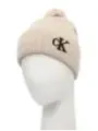 Off-weiße Calvin Klein Strickmütze mit Bommel