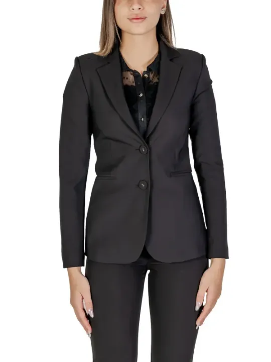 Schwarze Damen Blazer mit Gürtel