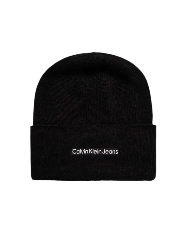 Schwarze Calvin Klein Strickmütze mit Logo Schwarze Calvin Klein Strickmütze mit Logo