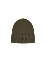 Olivgrüne Strickmütze mit Calvin Klein Logo