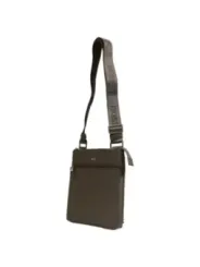 Graue Schultertasche mit kleinem Reißverschlussfach