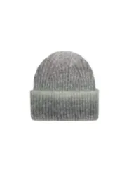 Grauer Strickhut mit geripptem Rand