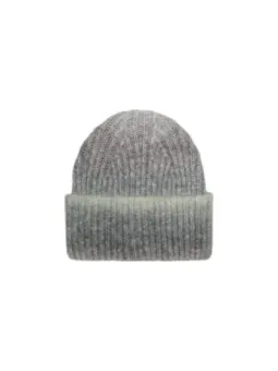 Grauer Strickhut mit geripptem Rand