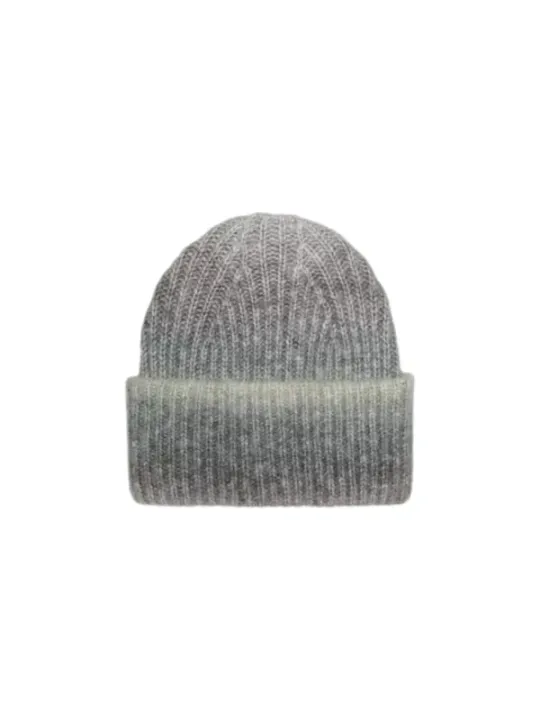 Grauer Strickhut mit geripptem Rand