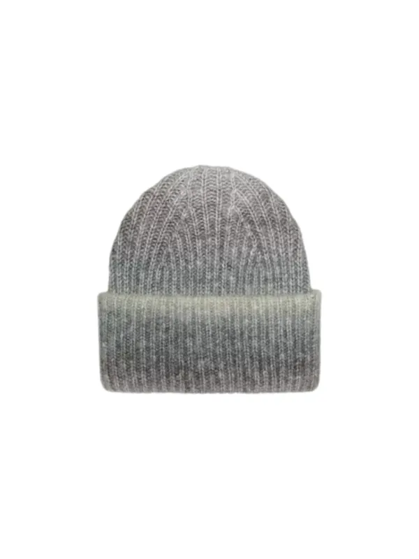 Grauer Strickhut mit geripptem Rand Grauer Strickhut mit geripptem Rand