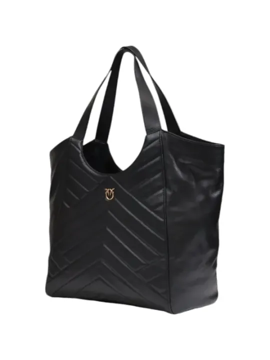 Schwarze Pinko Lederhandtasche mit Logo