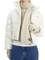 Beige Calvin Klein Pufferjacke mit Kapuze