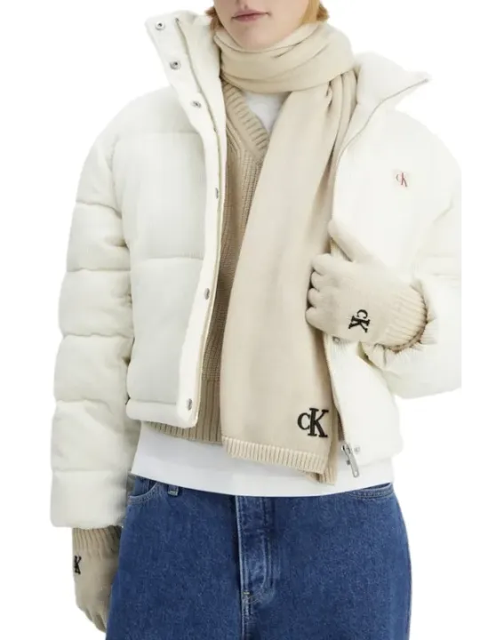 Beige Calvin Klein Pufferjacke mit Kapuze