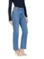 Helle, hochtaillierte Jeans mit geradem Bein
