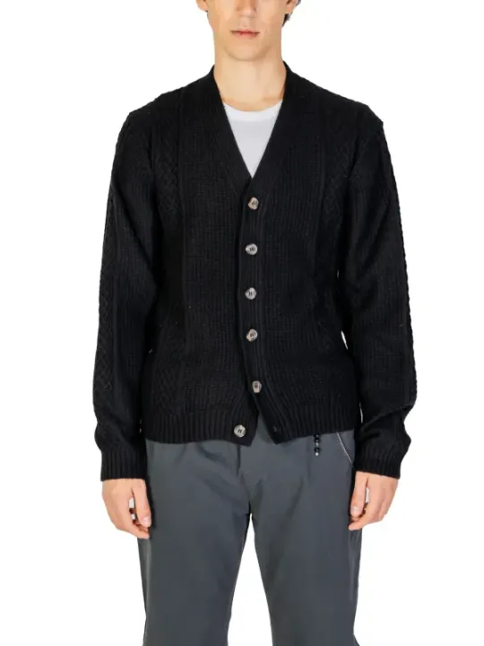 Dunkler Strick-Cardigan mit Knöpfen