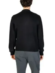 Schwarzer Wollpullover mit geripptem Kragen Hamaki-ho