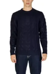 Marineblauer Kabelstrick-Pullover