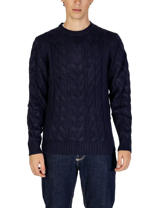 Marineblauer Kabelstrick-Pullover Marineblauer Kabelstrick-Pullover