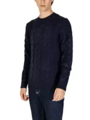 Dunkelblauer Kaschmir Kabelstrick Pullover