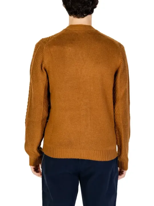 Gerippter, kürzer Strickpullover Orangefarben