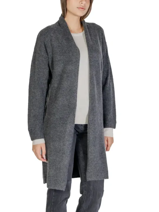 Dunkelgrauer Strick-Cardigan mit Schalkragen