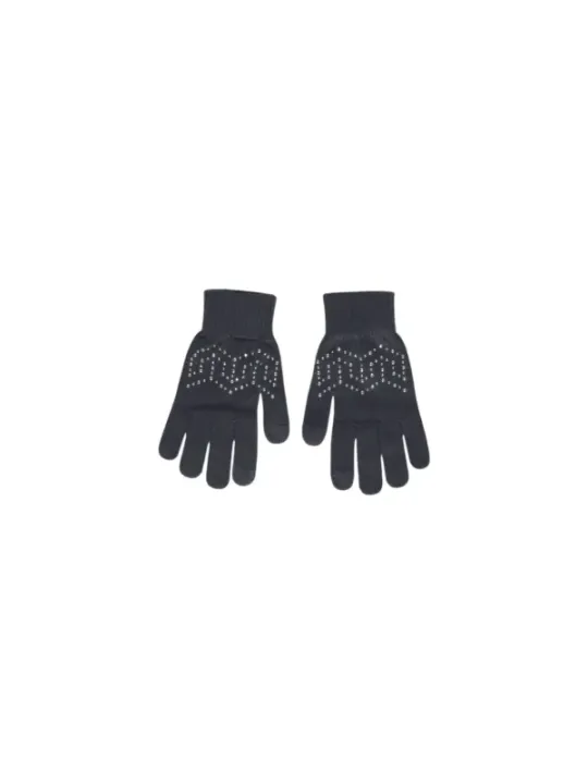 Schwarze Strickhandschuhe mit weißen Punkten