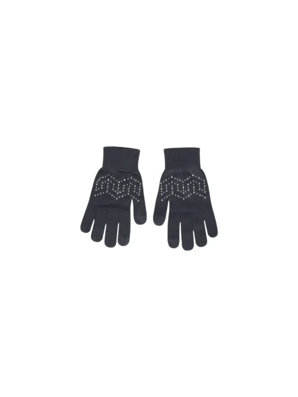 Schwarze Strickhandschuhe mit weißen Punkten Schwarze Strickhandschuhe mit weißen Punkten
