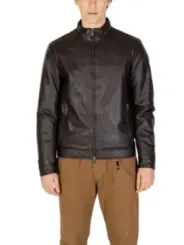 Dunkelbraune Lederjacke schlanker Schnitt