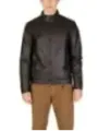 Dunkelbraune Lederjacke schlanker Schnitt