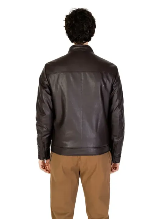Schwarze Herren Lederjacke Rückansicht