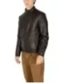 Dunkle braune Herrenlederjacke mit Reißverschluss
