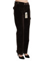 Jeans & Pants Chic High Waist Cargo Pants in Sophisticated Brown 680,00 € 7333413031310 | Planet-Deluxe
