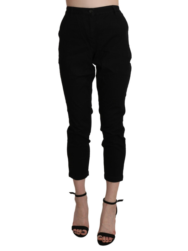 Jeans & Pants Chic High Waist Cropped Black Jeans 250,00 € 7333413031389 | Planet-Deluxe
