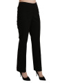 Jeans & Pants Elegant High Waist Straight Black Pants 260,00 € 7333413036148 | Planet-Deluxe