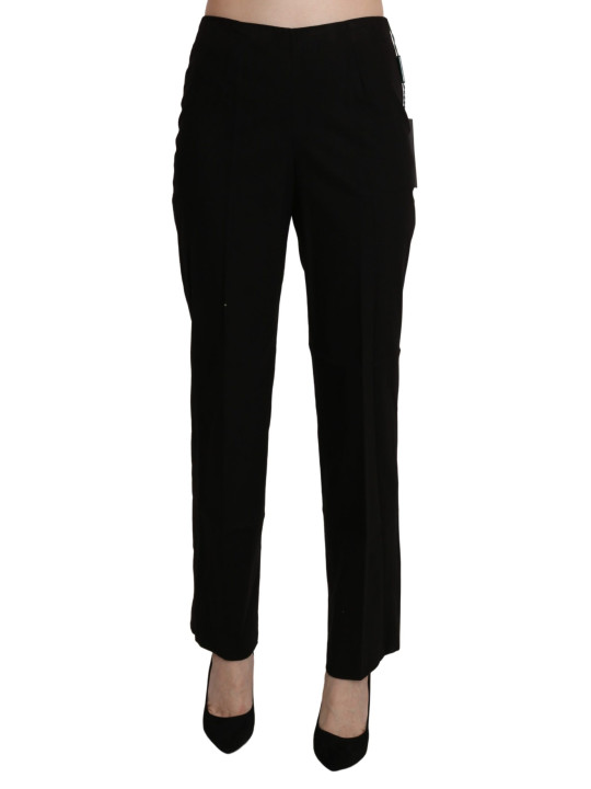Jeans & Pants Elegant High Waist Straight Black Pants 260,00 € 7333413036148 | Planet-Deluxe