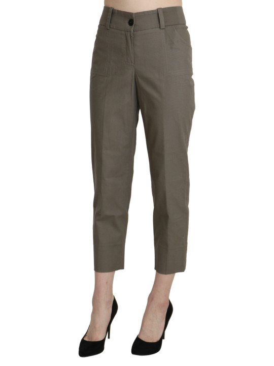 Jeans & Pants Elegant High Waist Cropped Pants in Gray 260,00 € 7333413006608 | Planet-Deluxe