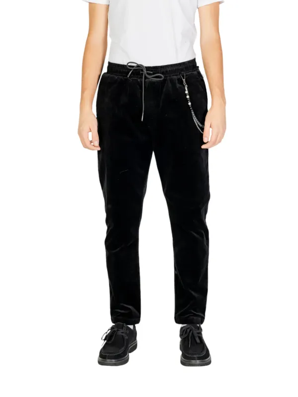 Schwarze Velourhose mit Kordelzug
