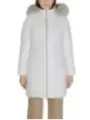 Weiße Daunenjacke mit Pelzrand