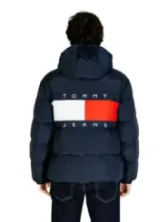 Tommy Jeans blaue Pufferjacke mit Streifen