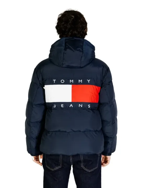 Tommy Jeans blaue Pufferjacke mit Streifen