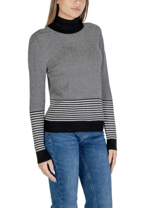 Schwarzer gestreifter Sandro Ferrone Pullover