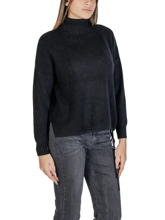 Schwarzer Damen Strickrollkragenpullover Sandro Ferrone