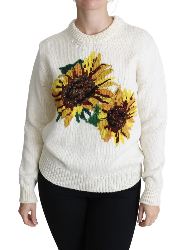 Sweaters Elegant Knitted Sunflower Sweater 1.210,00 € 8059226781196 | Planet-Deluxe