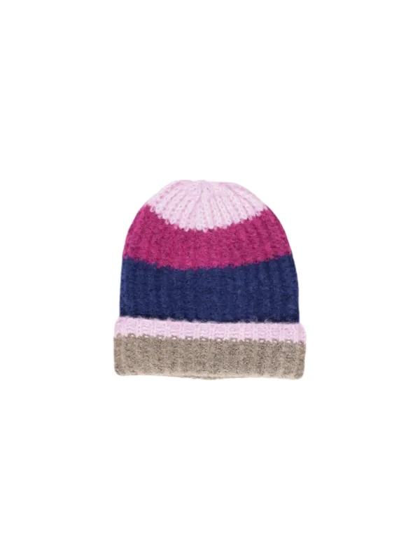 Gestrickte Mütze mit Farbstreifen Gestrickte Mütze mit Farbstreifen