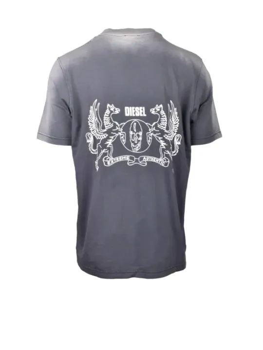 Graues Diesel T-Shirt mit Adlerlogo