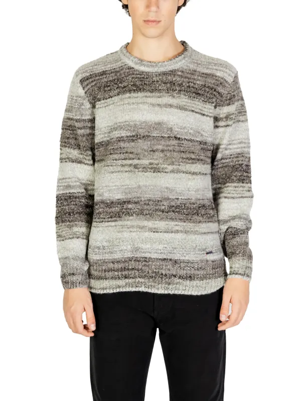 Woll-Alpaka-Mohair Herren Strickpullover Grau Woll-Alpaka-Mohair Herren Strickpullover Grau