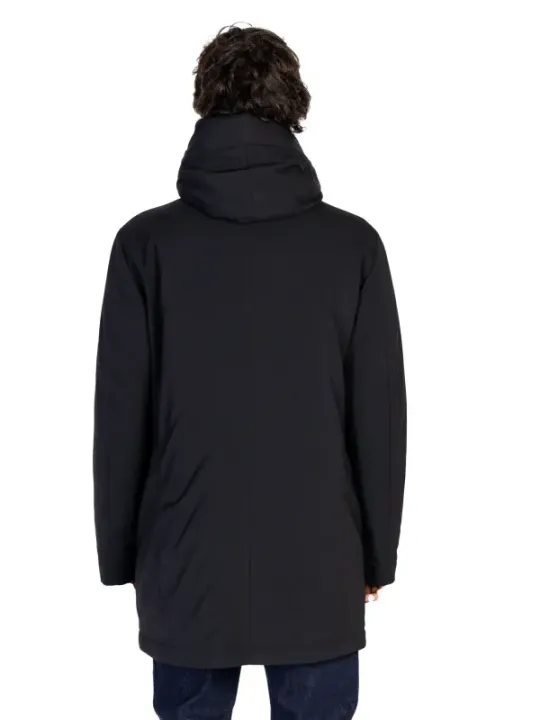 Schwarze Peuterey wasserdichte lange Jacke